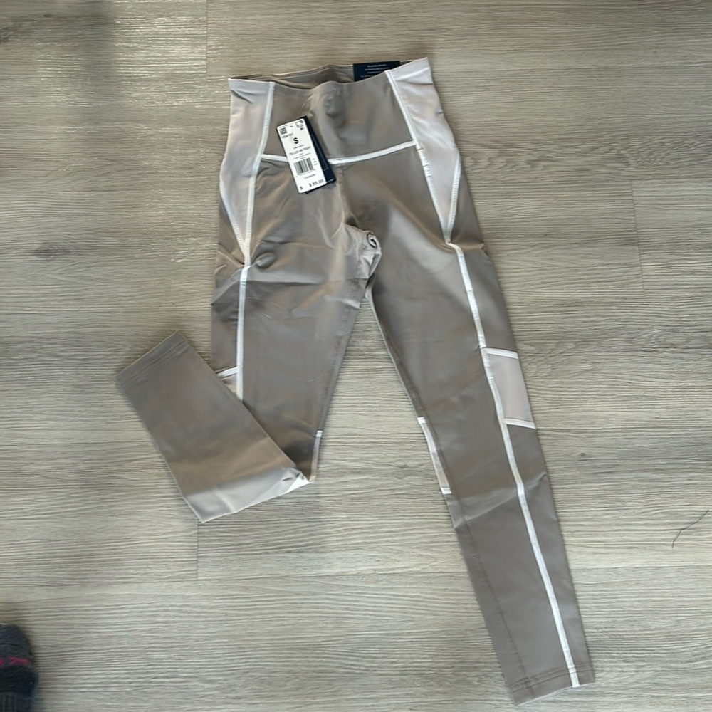 Grey brand new high rise workout pants- 80 percent polyamide 20 percent spandex